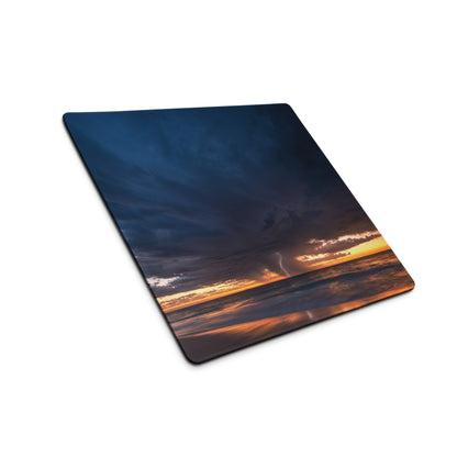Stormy Sky Desk Pad - Stormy Sky Blue Orange Desk Gaming Dramatic Cinematic Modern Large Desk Gaming Pad Landscape Photo
