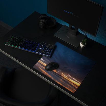 Stormy Sky Desk Pad - Stormy Sky Blue Orange Desk Gaming Dramatic Cinematic Modern Large Desk Gaming Pad Landscape Photo