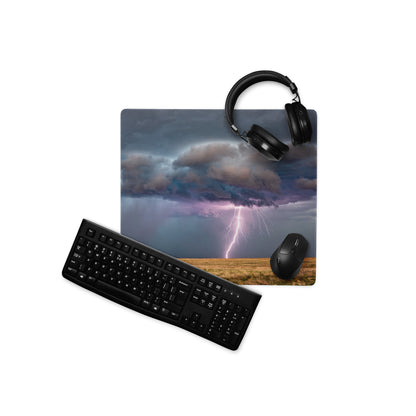 Lightning Storm Pro Gaming Pad - Storm Lightning Blue Gray Purple Gaming Desk Dramatic Modern Non Slip Photography