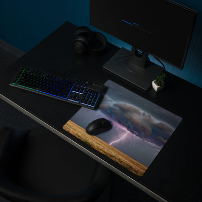 Lightning Storm Pro Gaming Pad - Storm Lightning Blue Gray Purple Gaming Desk Dramatic Modern Non Slip Photography