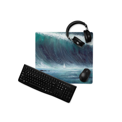 Calm Ocean Wave Seascape Mouse Pad - Ocean Wave Seascape Blue Teal Watercolor Desk Serene Mood Coastal Nautical