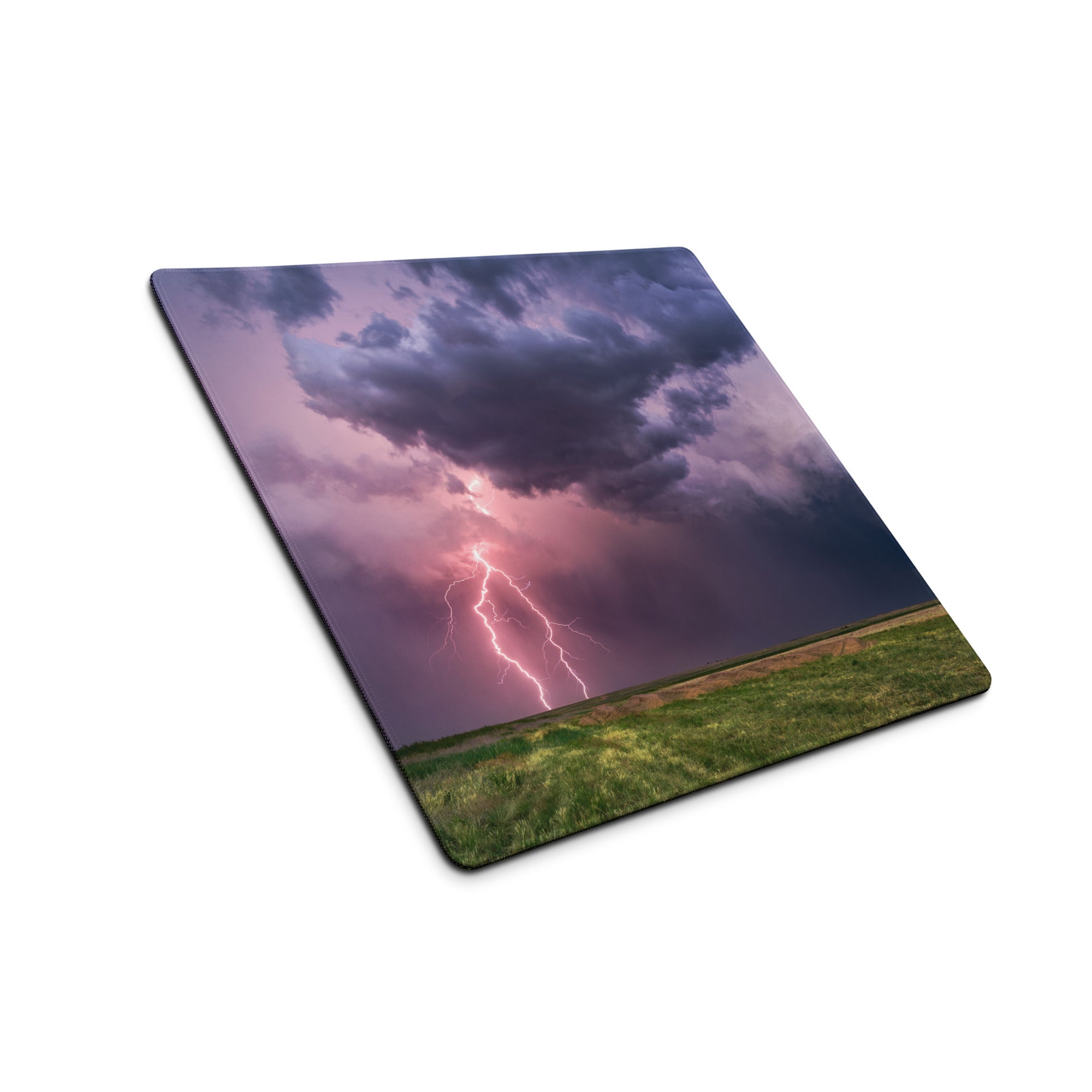 Storm Lightning Sky Gaming Pad - Stormy Lightning Sky Purple Pink Gaming Desk Photorealistic Dramatic Moody Modern Mat