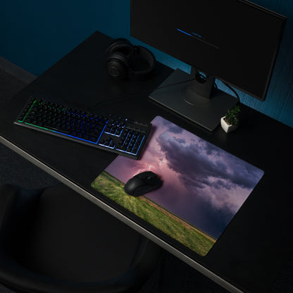 Storm Lightning Sky Gaming Pad - Stormy Lightning Sky Purple Pink Gaming Desk Photorealistic Dramatic Moody Modern Mat