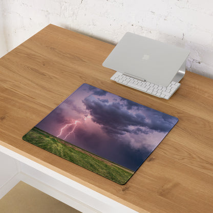 Storm Lightning Sky Gaming Pad - Stormy Lightning Sky Purple Pink Gaming Desk Photorealistic Dramatic Moody Modern Mat