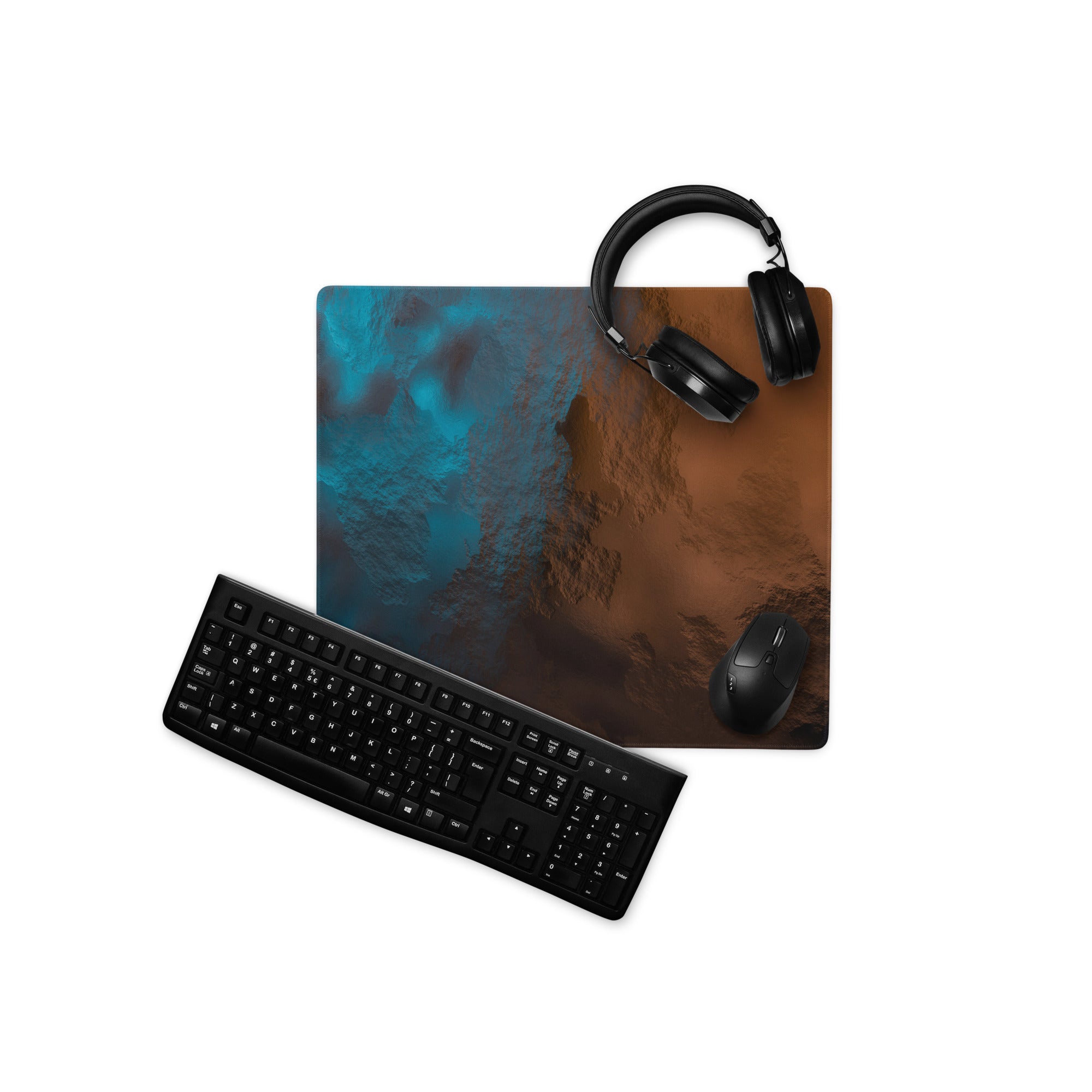 Bronze Blue Leather Gaming Mouse Pad - Gaming Mouse Pad Bronze Blue Leather Desk Setup Luxurious Modern NonSlip Leather