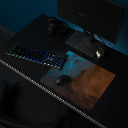 Bronze Blue Leather Gaming Mouse Pad - Gaming Mouse Pad Bronze Blue Leather Desk Setup Luxurious Modern NonSlip Leather