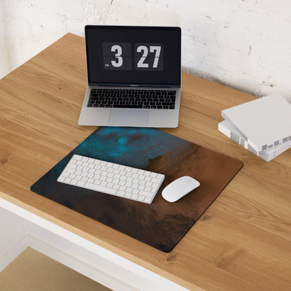 Bronze Blue Leather Gaming Mouse Pad - Gaming Mouse Pad Bronze Blue Leather Desk Setup Luxurious Modern NonSlip Leather