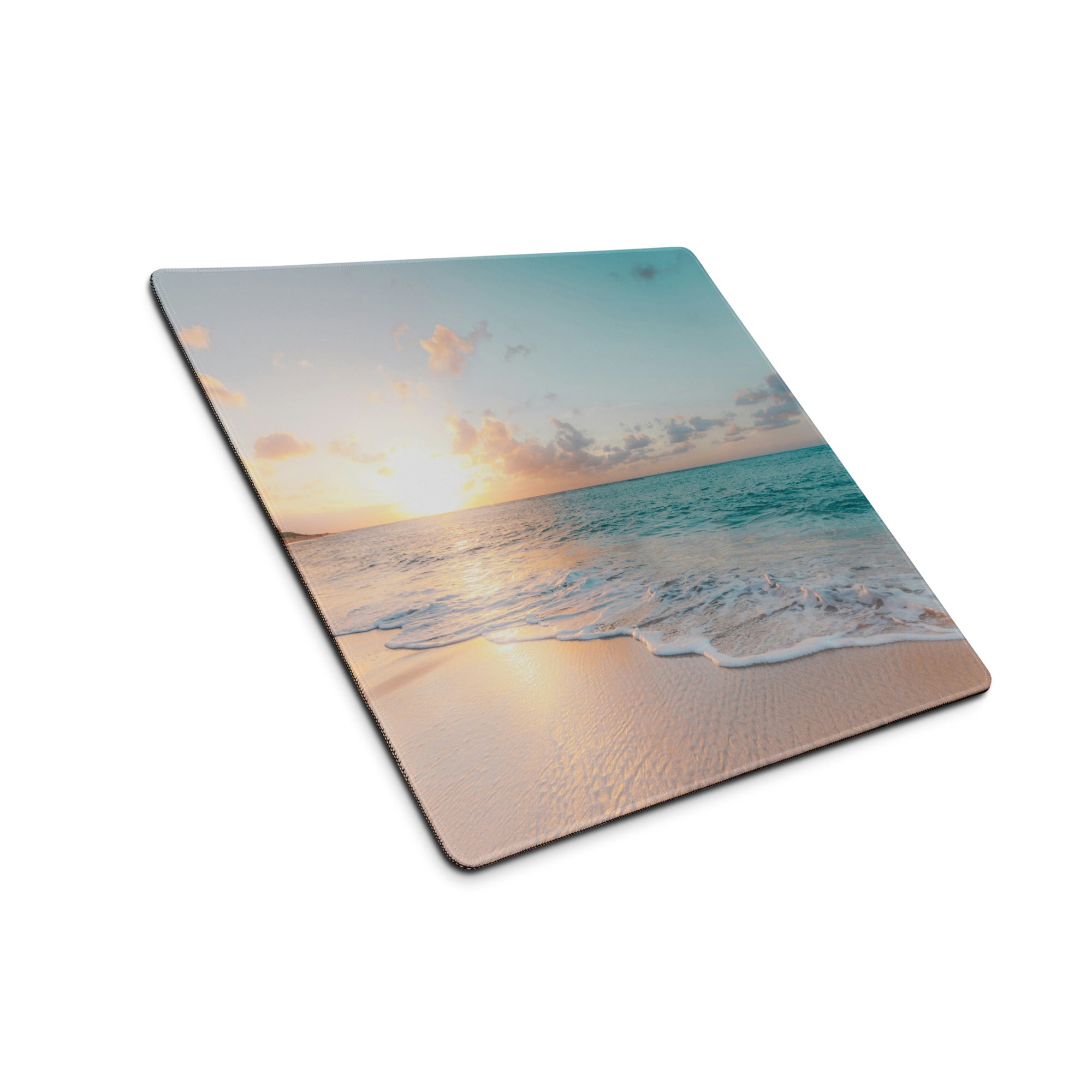 Sunset Beach Mouse Pad - Sunset Beach Mouse Pad Orange Blue Gaming Desk Photo Realism Calm Coastal Modern Desk Pad