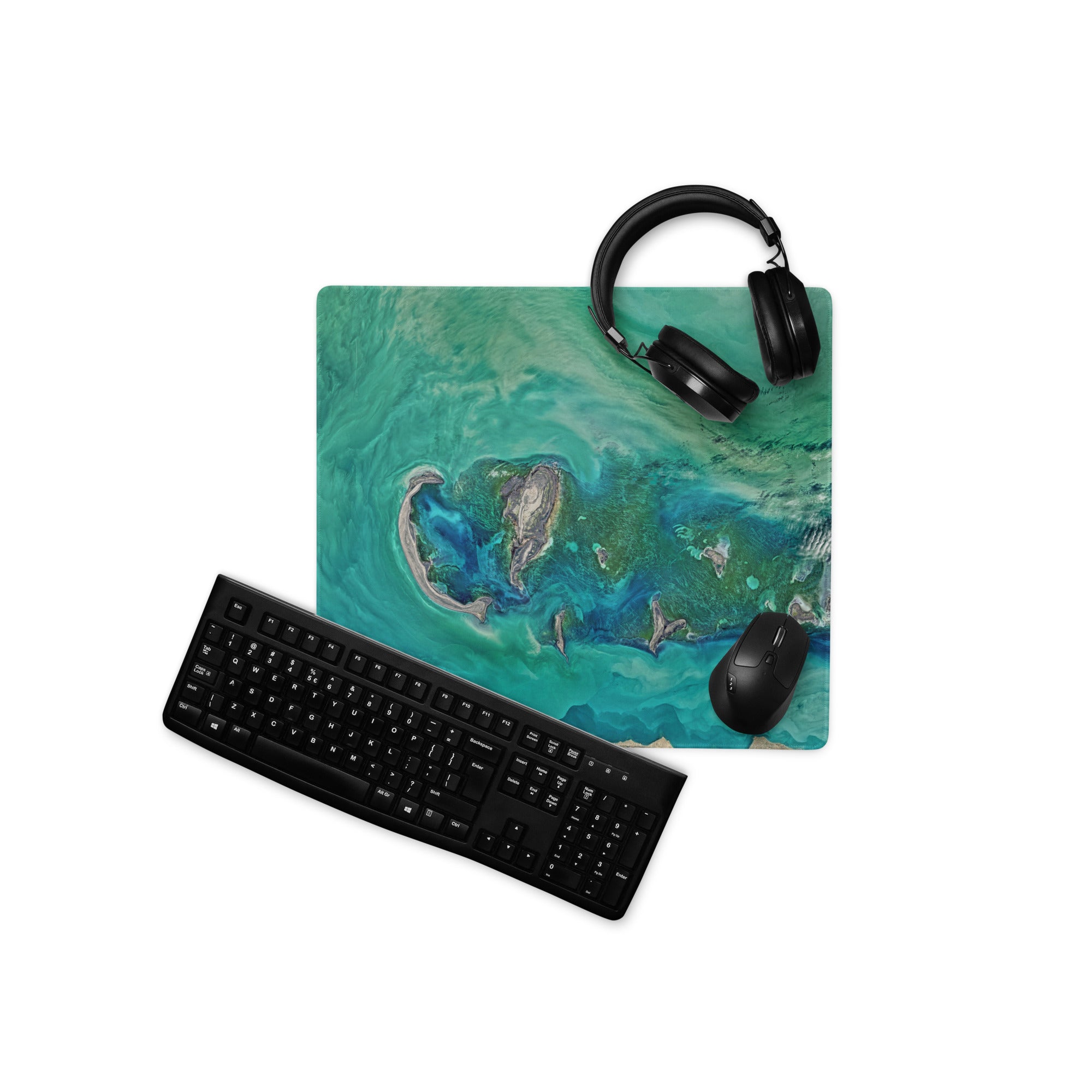Oceanic Teal Gaming Mouse Pad - Gaming Mouse Pad Teal Green Desk Modern Abstract Calming Ocean Mood Non Slip Digital Art