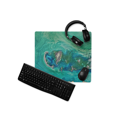 Oceanic Teal Gaming Mouse Pad - Gaming Mouse Pad Teal Green Desk Modern Abstract Calming Ocean Mood Non Slip Digital Art