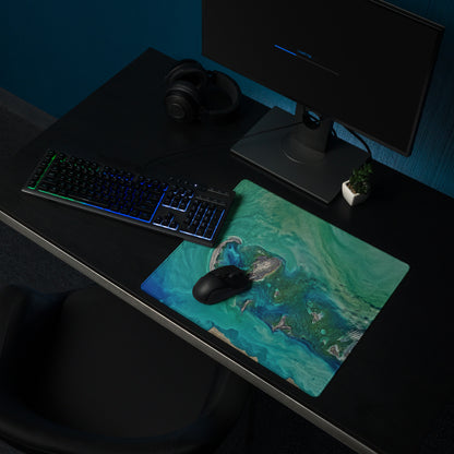 Oceanic Teal Gaming Mouse Pad - Gaming Mouse Pad Teal Green Desk Modern Abstract Calming Ocean Mood Non Slip Digital Art