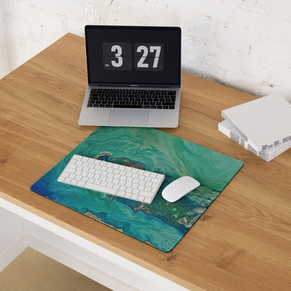 Oceanic Teal Gaming Mouse Pad - Gaming Mouse Pad Teal Green Desk Modern Abstract Calming Ocean Mood Non Slip Digital Art