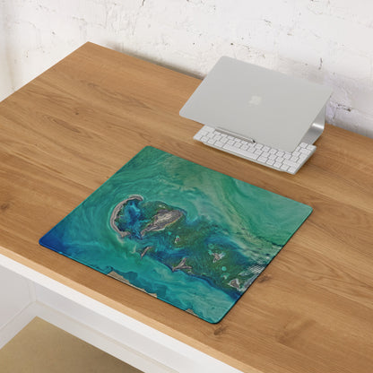 Oceanic Teal Gaming Mouse Pad - Gaming Mouse Pad Teal Green Desk Modern Abstract Calming Ocean Mood Non Slip Digital Art