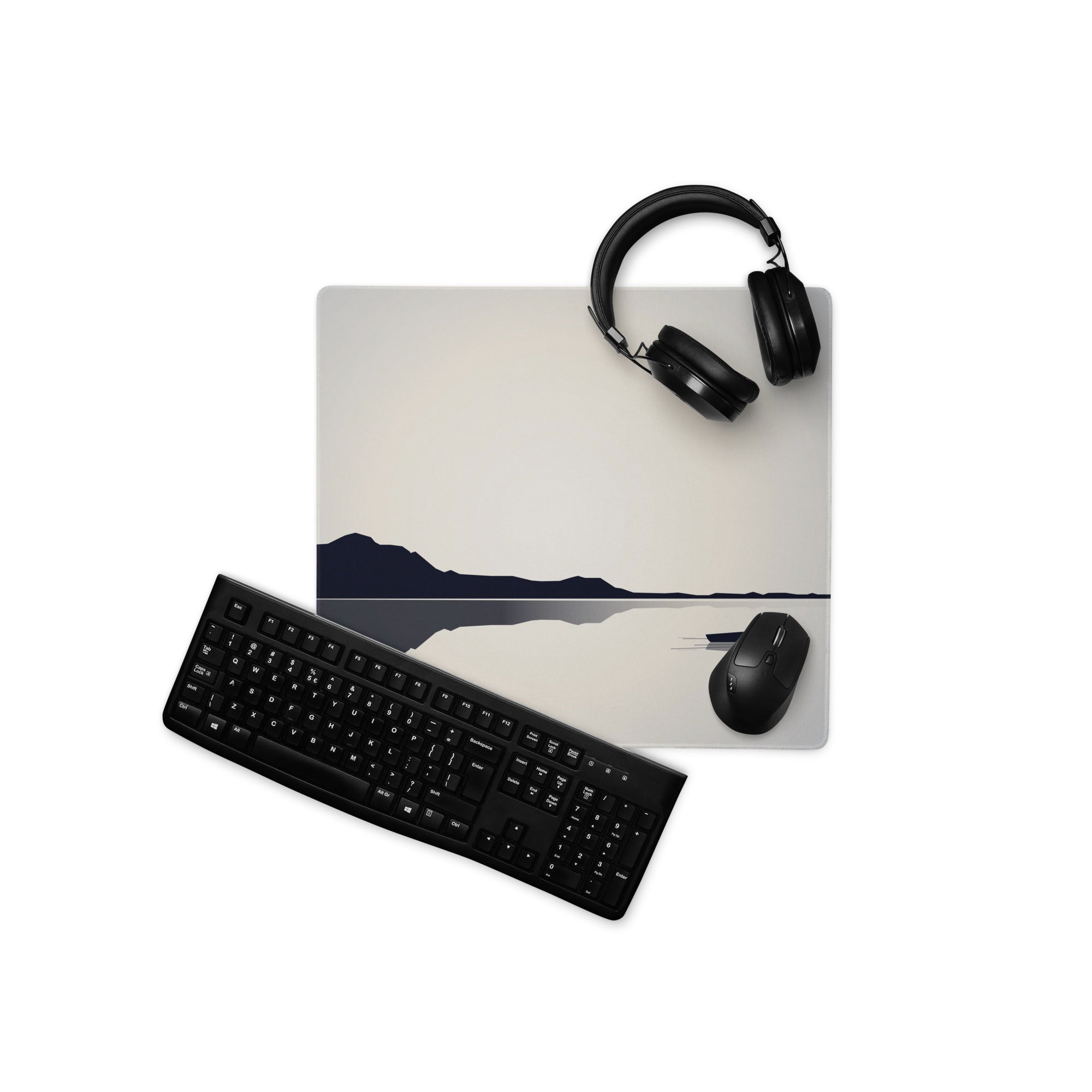Mountain Mist Gaming Mouse Pad - Gaming Mouse Pad Gray Charcoal Desk Setup Minimalist Calm Esports Landscape Print