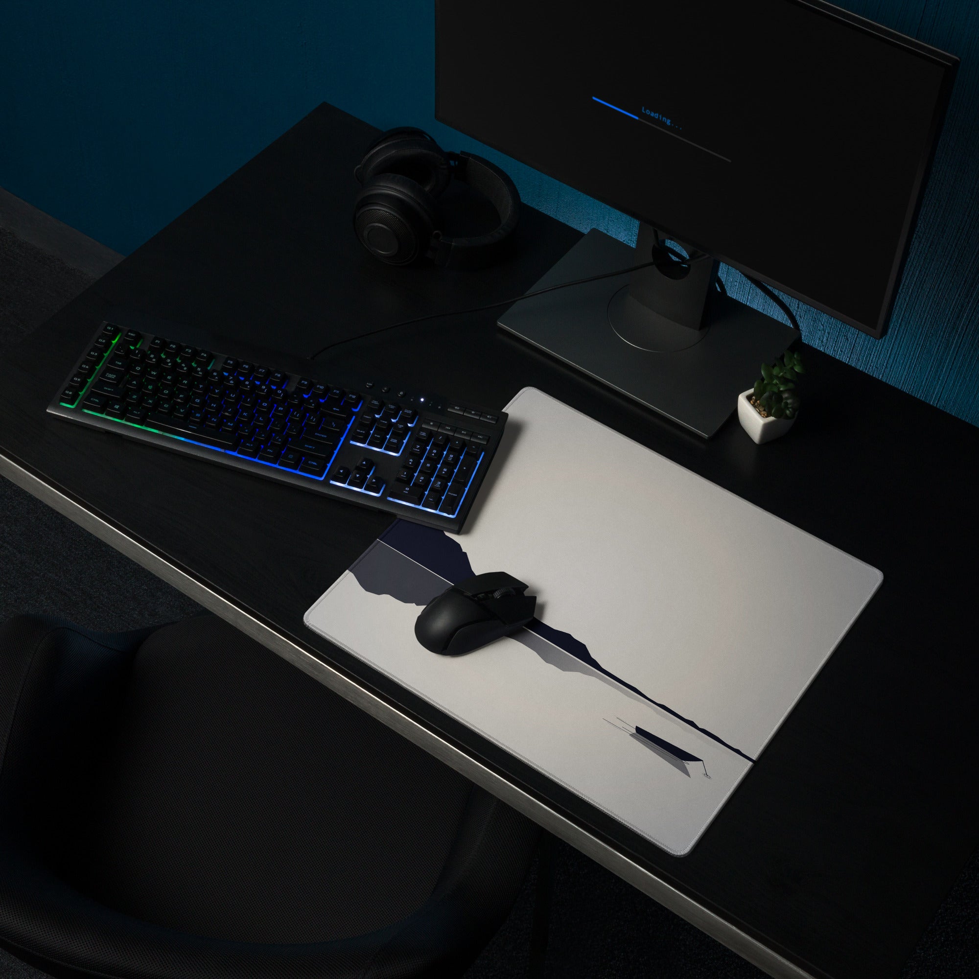Mountain Mist Gaming Mouse Pad - Gaming Mouse Pad Gray Charcoal Desk Setup Minimalist Calm Esports Landscape Print