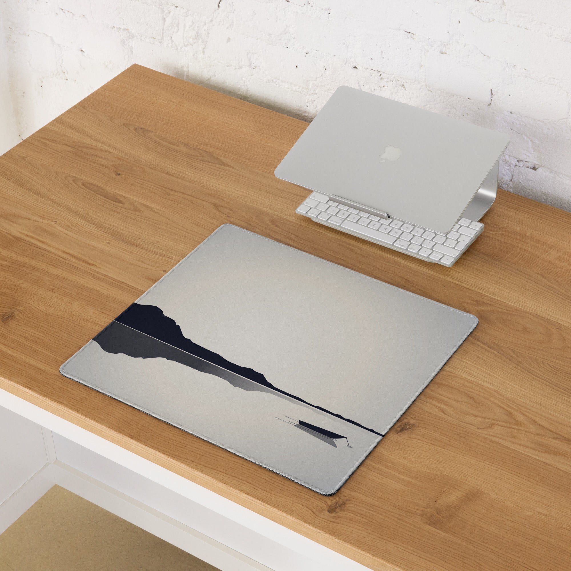 Mountain Mist Gaming Mouse Pad - Gaming Mouse Pad Gray Charcoal Desk Setup Minimalist Calm Esports Landscape Print