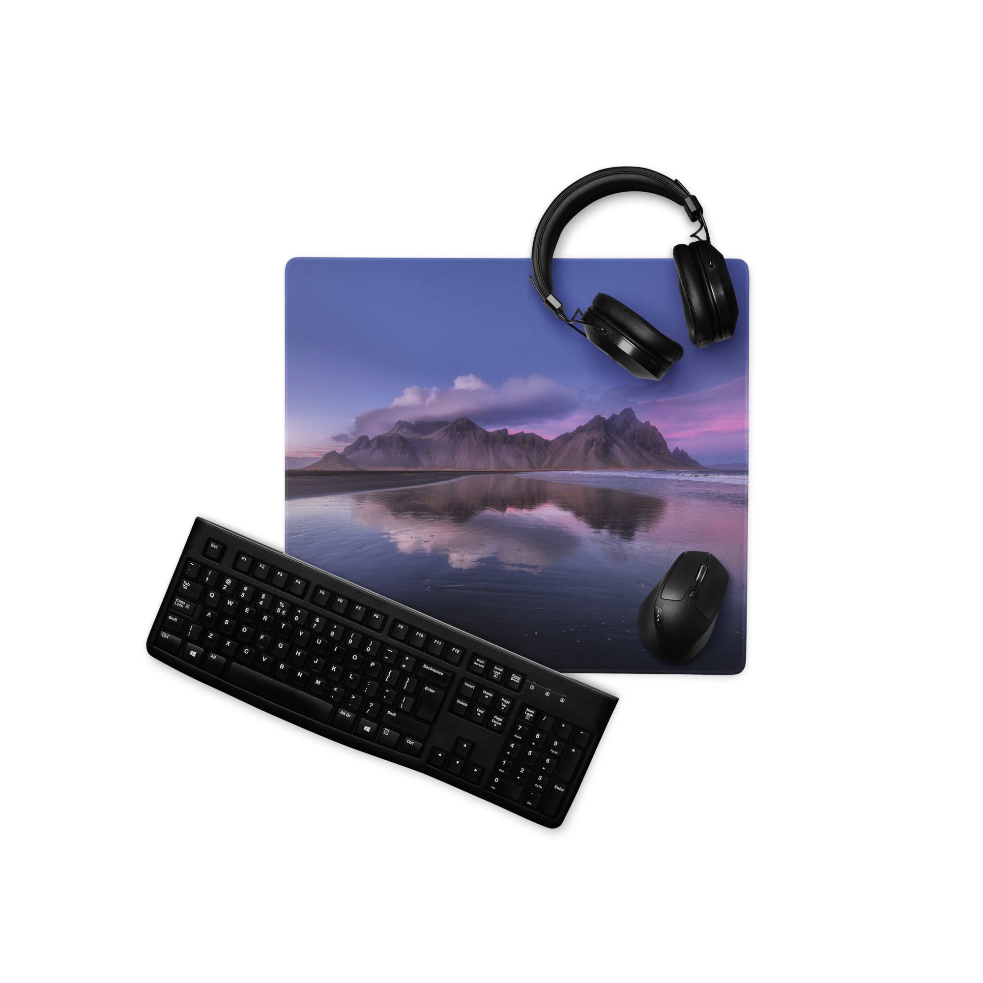 Purple Mountain Landscape Mouse Pad - Mountain Landscape Purple Desk Gaming Photoreal Calm Minimal Desk Pad Photography