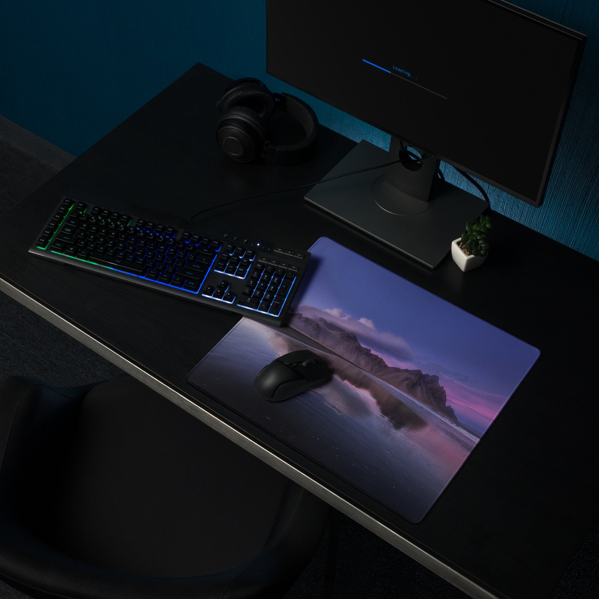 Purple Mountain Landscape Mouse Pad - Mountain Landscape Purple Desk Gaming Photoreal Calm Minimal Desk Pad Photography