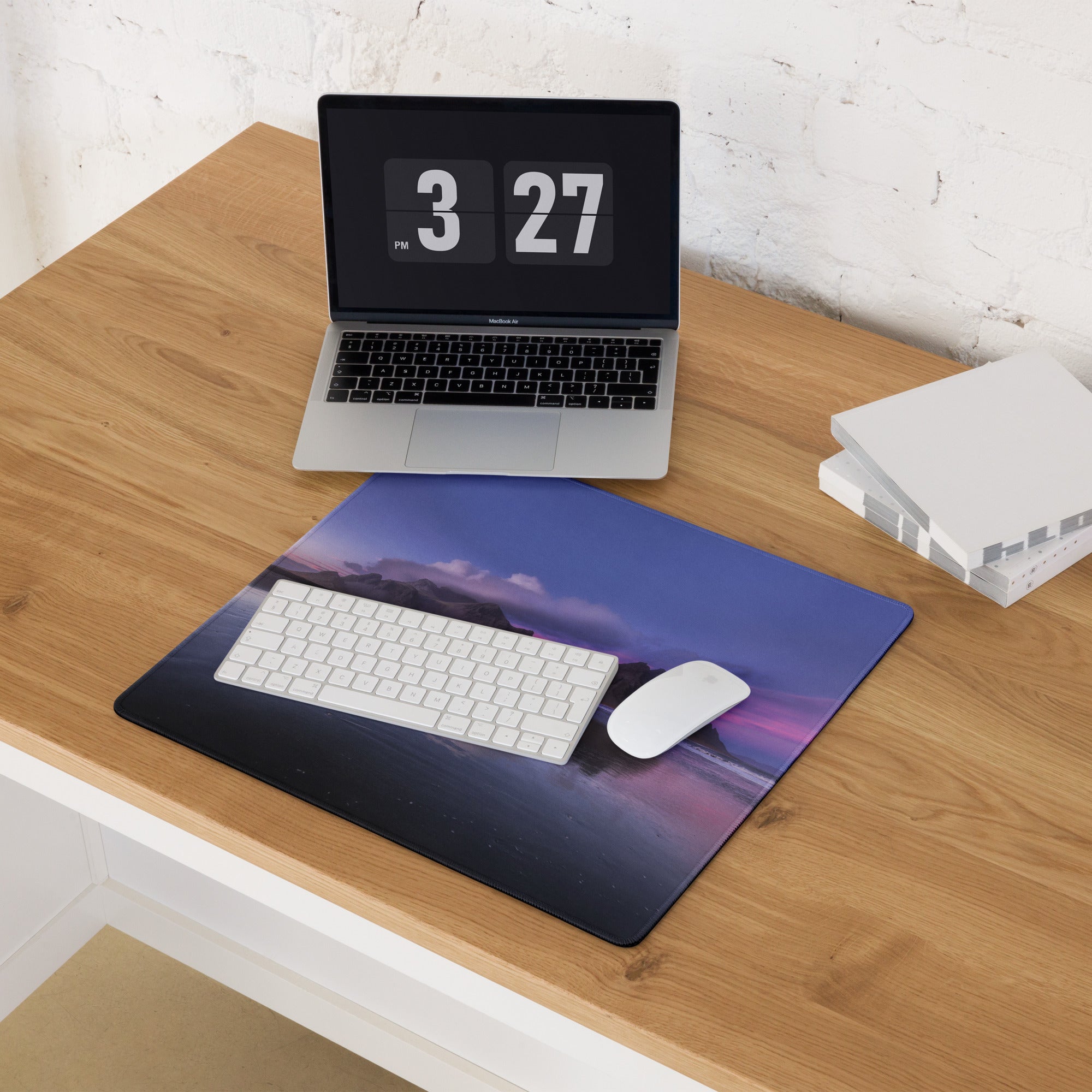Purple Mountain Landscape Mouse Pad - Mountain Landscape Purple Desk Gaming Photoreal Calm Minimal Desk Pad Photography