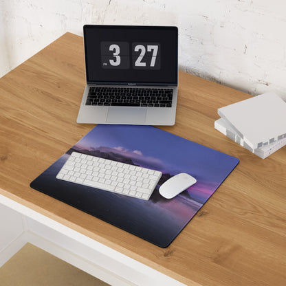 Purple Mountain Landscape Mouse Pad - Mountain Landscape Purple Desk Gaming Photoreal Calm Minimal Desk Pad Photography