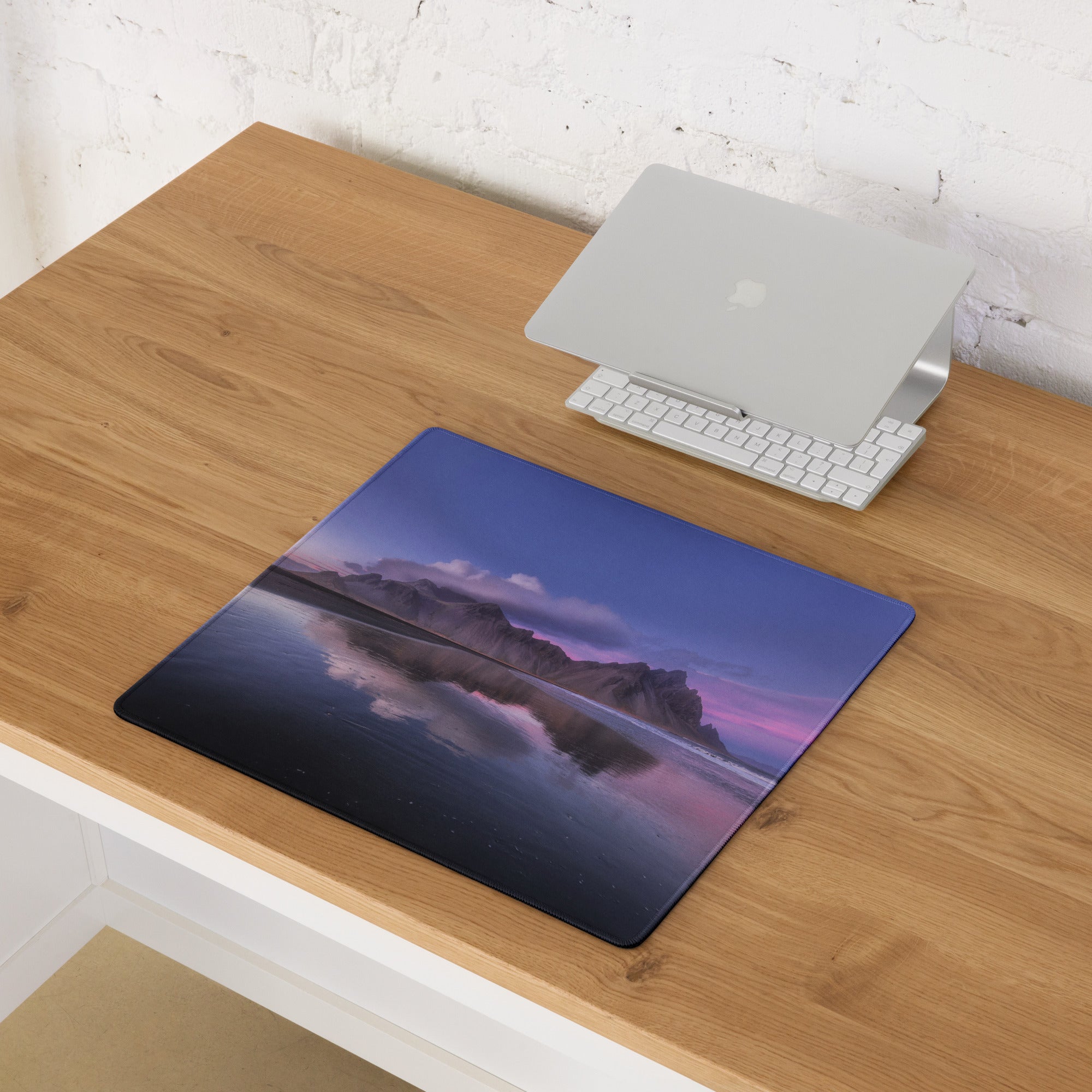 Purple Mountain Landscape Mouse Pad - Mountain Landscape Purple Desk Gaming Photoreal Calm Minimal Desk Pad Photography
