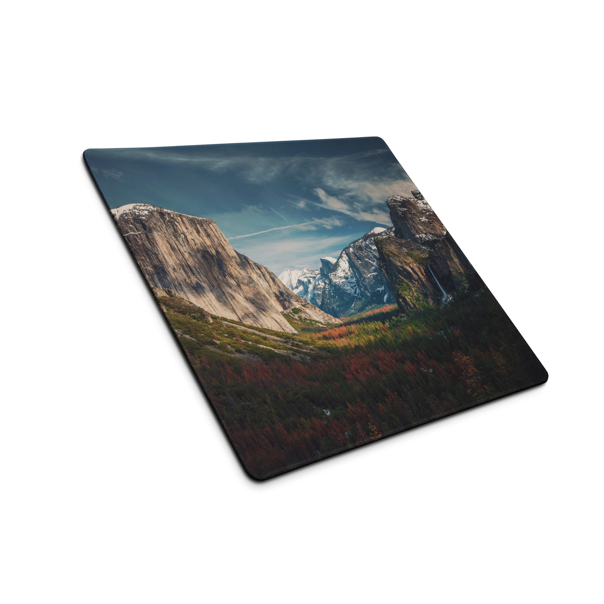 Majestic Mountain Vista Desk Pad - Mountain Landscape Blue Tones Desk Calm Mood Natural Rustic Gaming Pad Photography