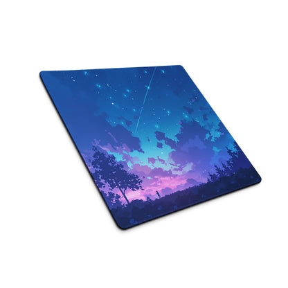 Cosmic Night Sky Desk Pad - Night Sky Blue Purple Desk Mat Modern Art Dreamy Minimal Non-Slip Edge Stitching Digital Art