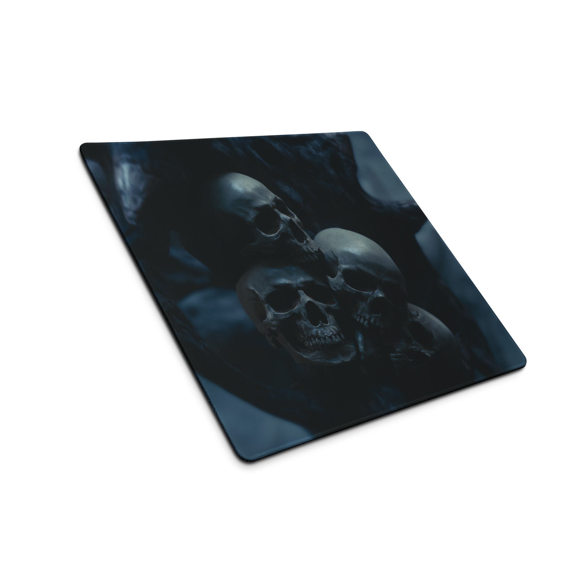 Nocturnal Skull Gaming Mouse Pad - Gaming Mouse Pad Dark Blue Black Gaming Desk Gothic Moody Cinematic Skull Digital Art