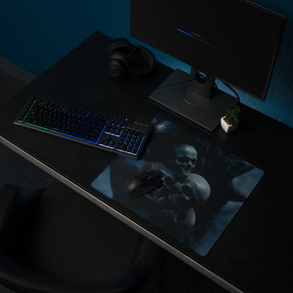 Nocturnal Skull Gaming Mouse Pad - Gaming Mouse Pad Dark Blue Black Gaming Desk Gothic Moody Cinematic Skull Digital Art