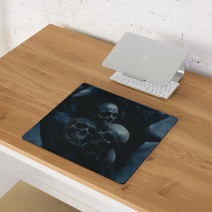 Nocturnal Skull Gaming Mouse Pad - Gaming Mouse Pad Dark Blue Black Gaming Desk Gothic Moody Cinematic Skull Digital Art