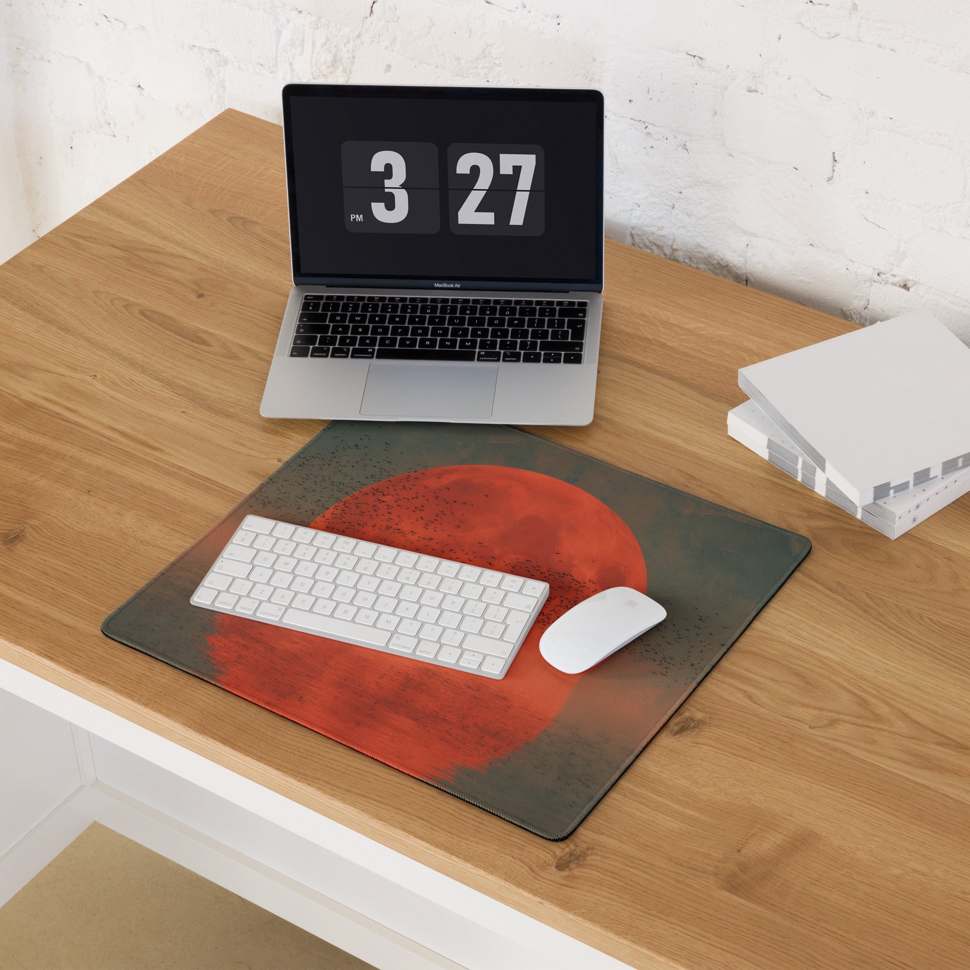 Crimson Sunset Ocean Mouse Pad - Mouse Pad Orange Sunset Desk Cinematic Serene Mood Minimalist Modern Gaming Desk Photo