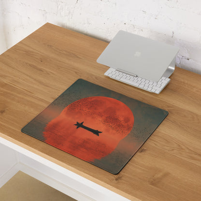 Crimson Sunset Ocean Mouse Pad - Mouse Pad Orange Sunset Desk Cinematic Serene Mood Minimalist Modern Gaming Desk Photo