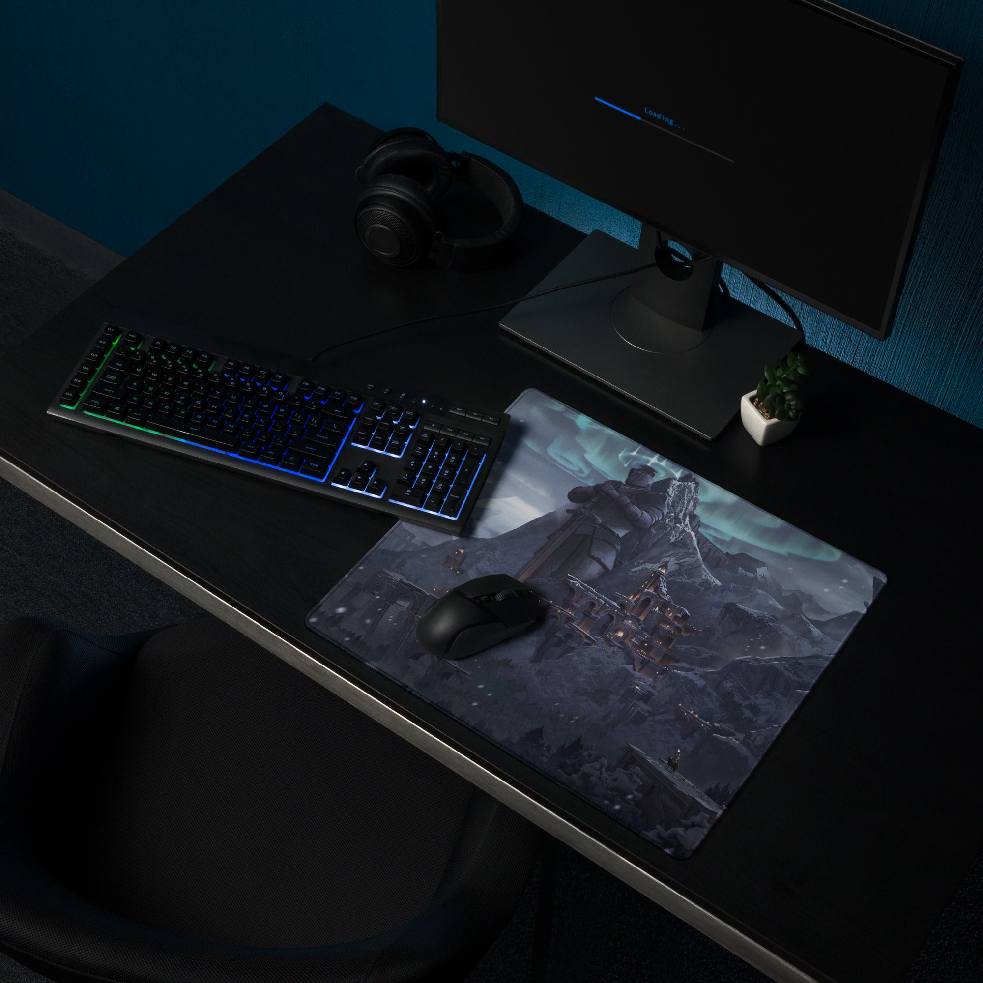 Aurora Fortress Fantasy Gaming Mouse Pad - Fortress Mouse Pad Ice Blue Desk Gaming Epic Mood Cinematic Fantasy Art