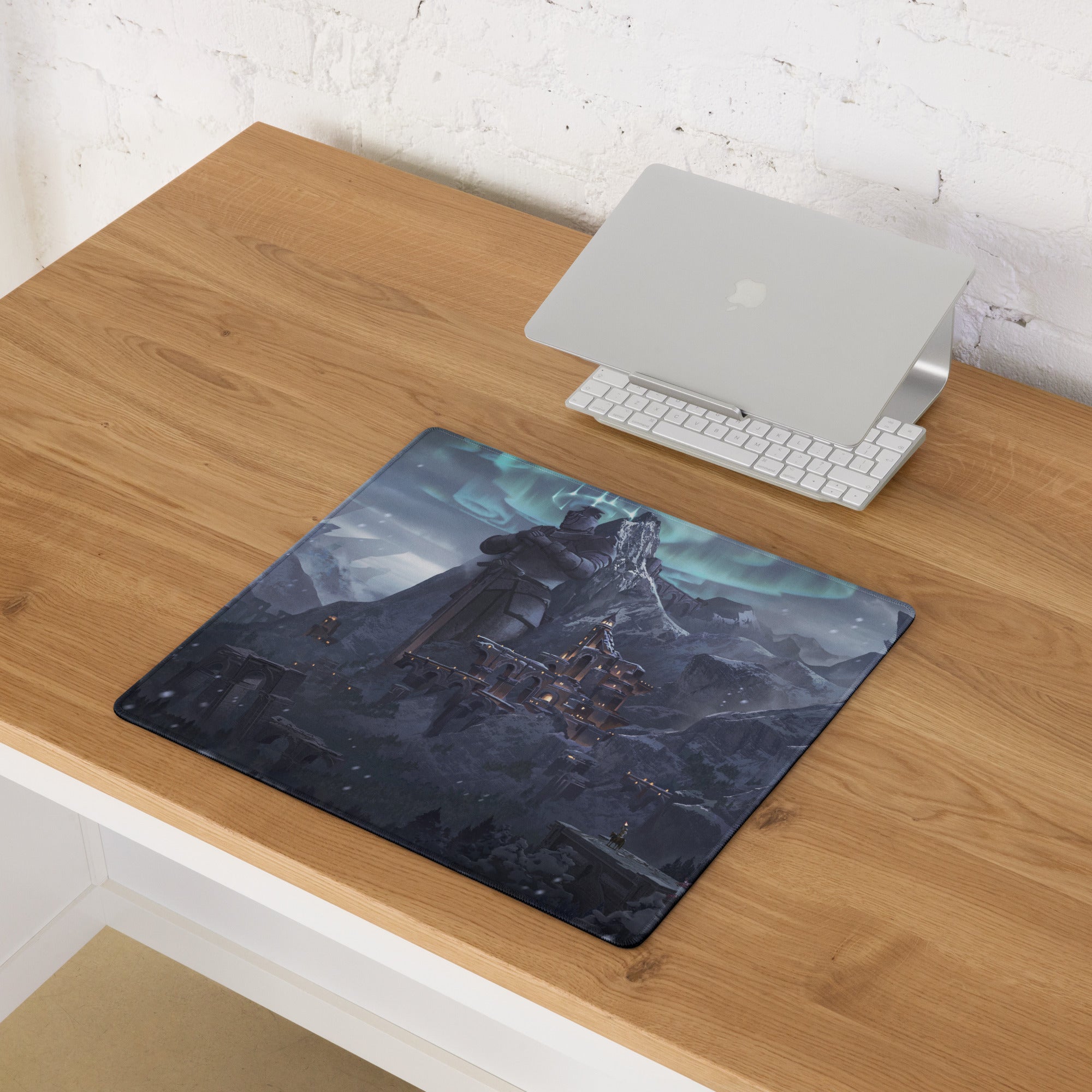 Aurora Fortress Fantasy Gaming Mouse Pad - Fortress Mouse Pad Ice Blue Desk Gaming Epic Mood Cinematic Fantasy Art