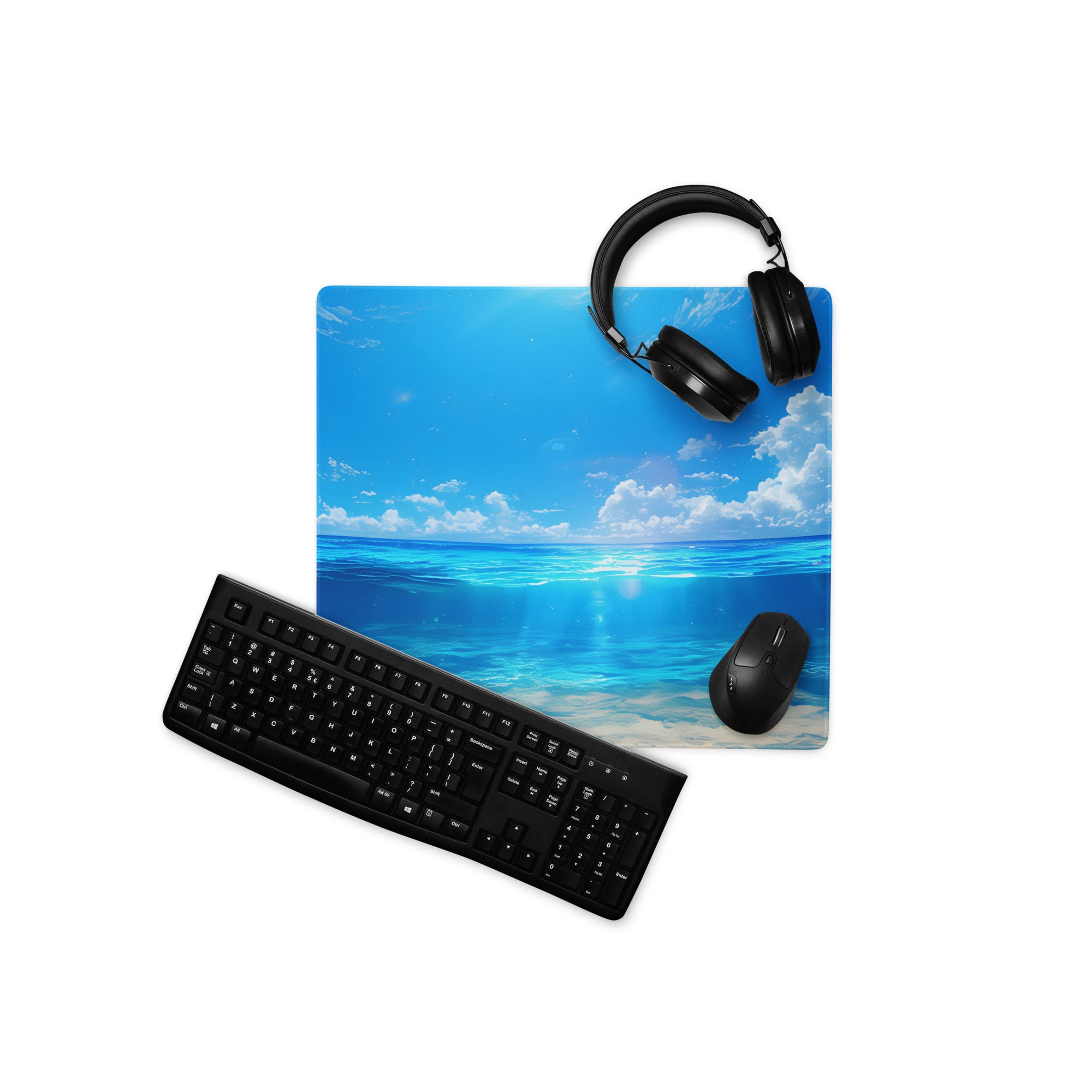 Blue Ocean Sky Gaming Mouse Pad - Gaming Mouse Pad Blue Ocean Desk Modern Calming Mood Coastal Decor Desk Mat Fabric