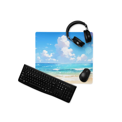 Coastal Sky Ocean Beach Mouse Pad - Beach Sky Blue Turquoise Desk Pad Calm Mood Coastal Decor Digital Art
