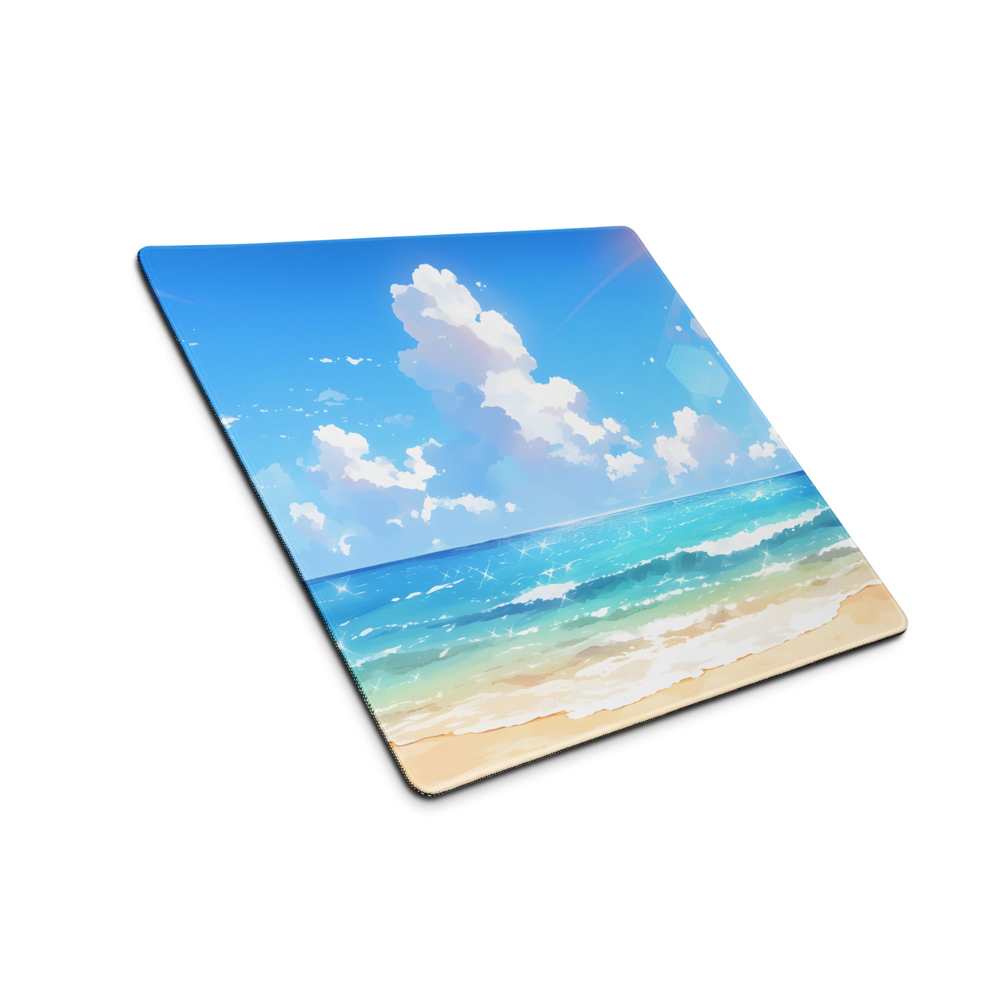 Coastal Sky Ocean Beach Mouse Pad - Beach Sky Blue Turquoise Desk Pad Calm Mood Coastal Decor Digital Art