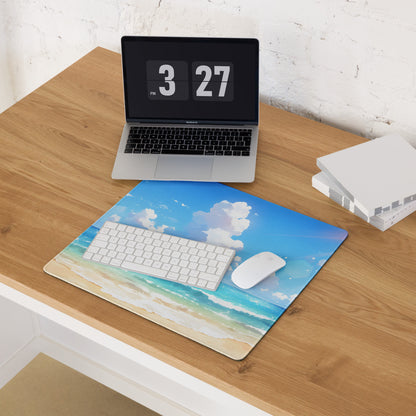 Coastal Sky Ocean Beach Mouse Pad - Beach Sky Blue Turquoise Desk Pad Calm Mood Coastal Decor Digital Art