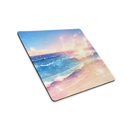 Pastel Ocean Sunset Mouse Pad - Mouse Pad Sunset Blue Pink - Calm Mood Beach Decor Minimalist Desk Accessory Digital Art
