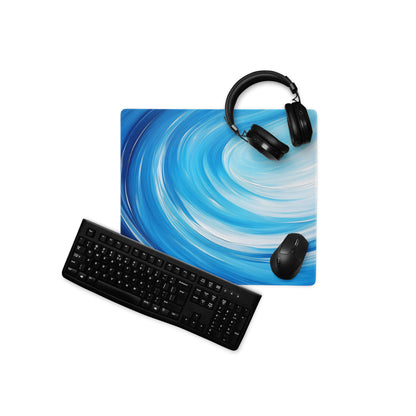 Blue Swirl Gaming Mouse Pad - Mouse Pad Blue Gradient Desk Modern Vibrant Tech Decor Large Anti Slip Textile Print