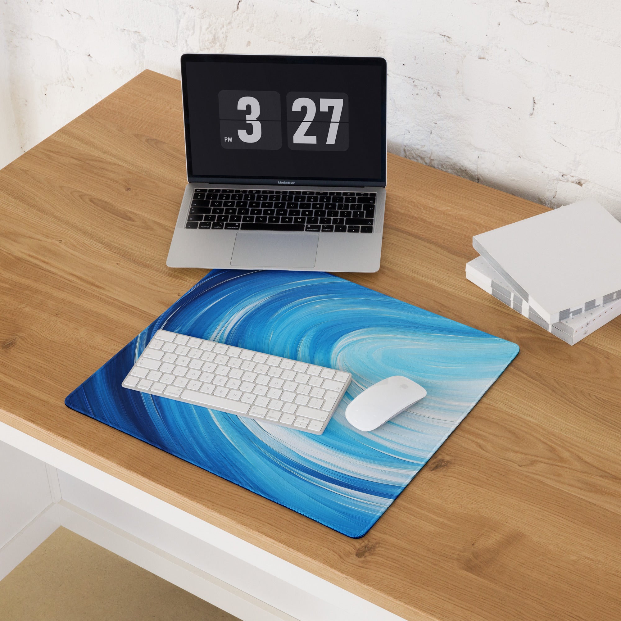 Blue Swirl Gaming Mouse Pad - Mouse Pad Blue Gradient Desk Modern Vibrant Tech Decor Large Anti Slip Textile Print