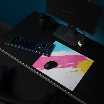 Vibrant Splash Art Gaming Mouse Pad - Gaming Mouse Pad Blue Pink Yellow Abstract Energetic Mood Modern Decor Esports