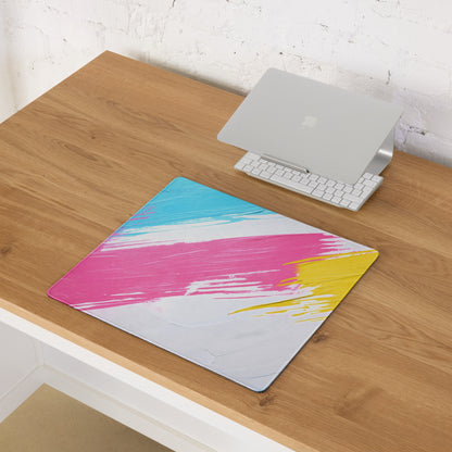 Vibrant Splash Art Gaming Mouse Pad - Gaming Mouse Pad Blue Pink Yellow Abstract Energetic Mood Modern Decor Esports