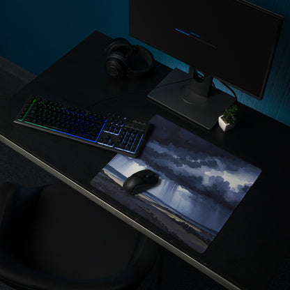 Azure Storm Landscape Pad - Mouse Pad Blue Indigo Home Office Landscape Moody Atmosphere Decor Desk Mat Watercolor