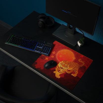 Tiger Ember Lunar Mouse Pad - Tiger Pad Red Orange Gold For Gaming Desk Asian Art Festive Mood Non Slip Edge Stitched