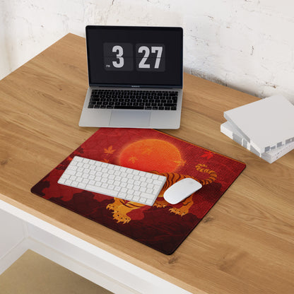Tiger Ember Lunar Mouse Pad - Tiger Pad Red Orange Gold For Gaming Desk Asian Art Festive Mood Non Slip Edge Stitched