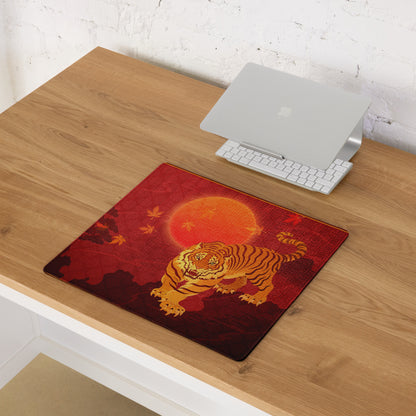 Tiger Ember Lunar Mouse Pad - Tiger Pad Red Orange Gold For Gaming Desk Asian Art Festive Mood Non Slip Edge Stitched