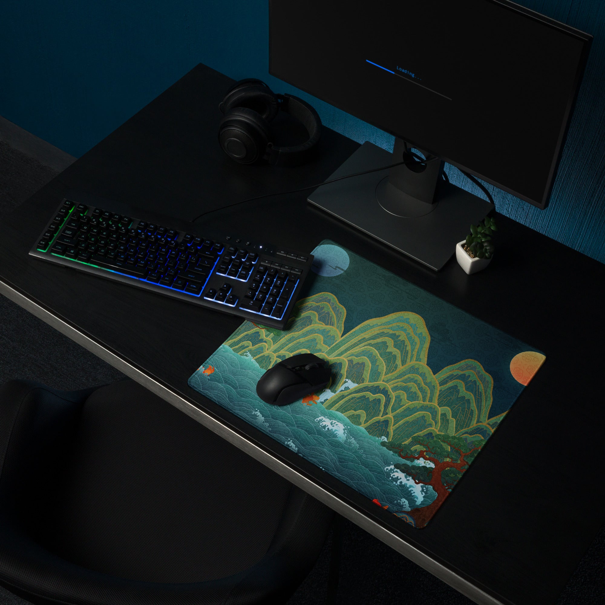 Verdant Mountain Landscape Mouse Pad - Mouse Pad Green Blue Teal Desk Gaming Vibrant Mood Nature Inspired Desk Mat