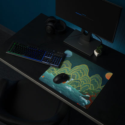 Verdant Mountain Landscape Mouse Pad - Mouse Pad Green Blue Teal Desk Gaming Vibrant Mood Nature Inspired Desk Mat