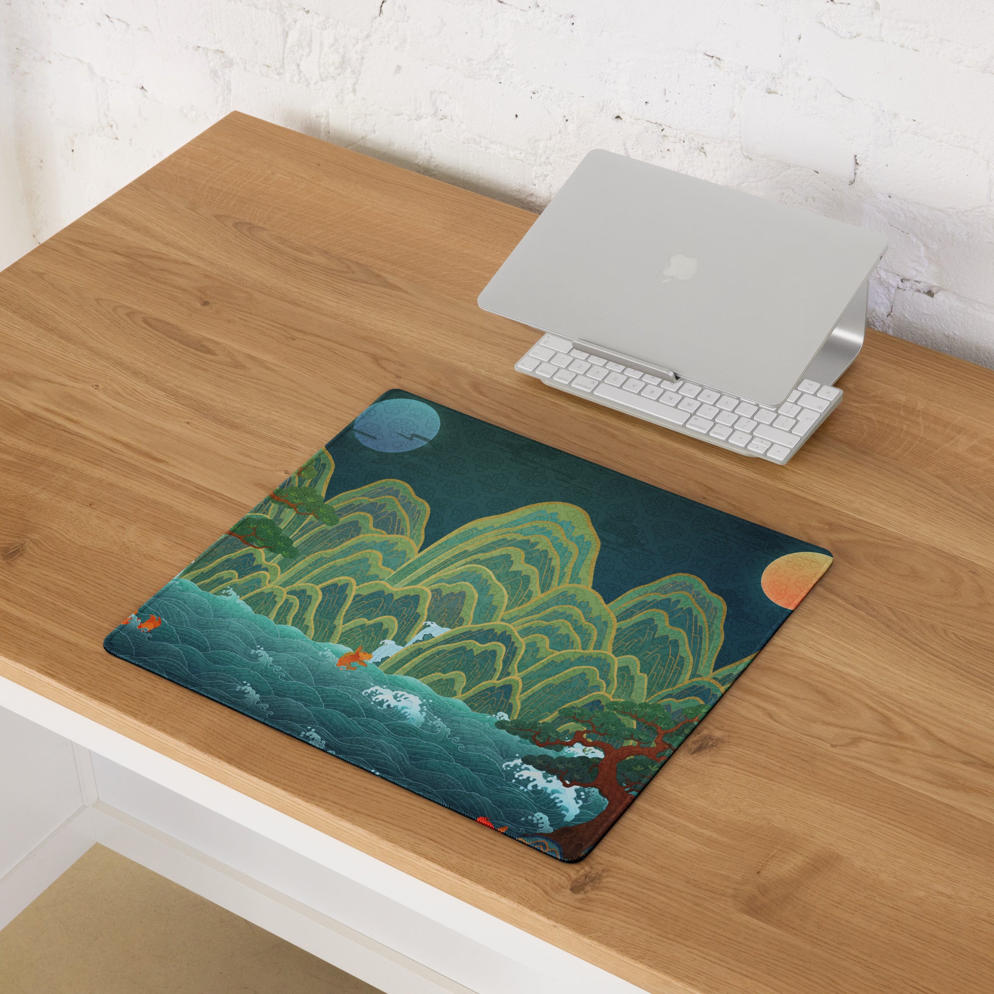 Verdant Mountain Landscape Mouse Pad - Mouse Pad Green Blue Teal Desk Gaming Vibrant Mood Nature Inspired Desk Mat